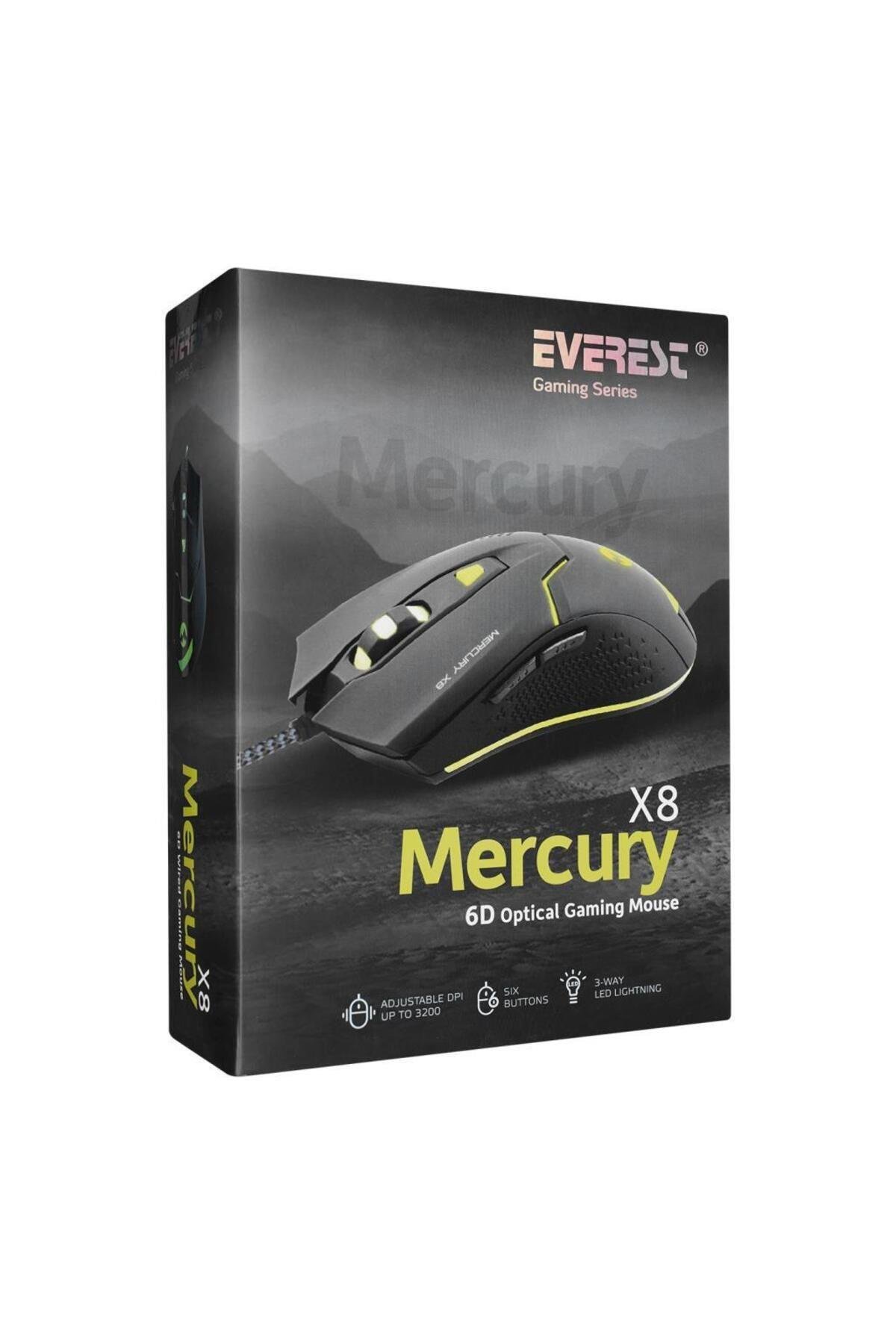 Mercury X8 Led Işıklı 6d 3200dpi Optik Gaming Oyuncu Mouse