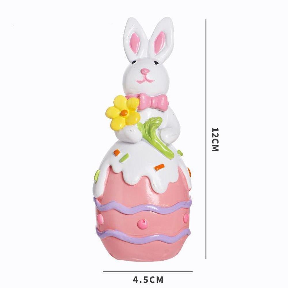 1 Adet 12cm Tavşan Biblo Pembe Yumurta Üstünde