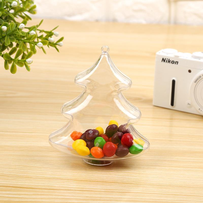 12 Adet 10x7cm Plastik Kutu Çam Ağacı Yılbaşı Kutusu