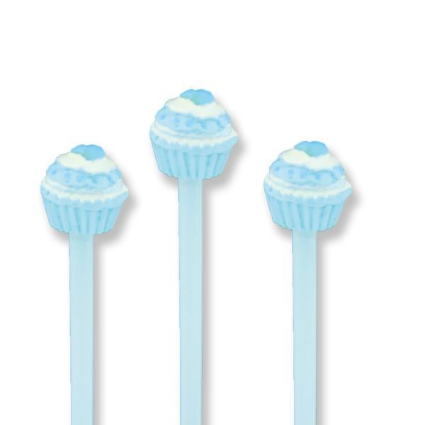 12 Adet Mavi Kalpli Cupcake'li Kurşun Kalem