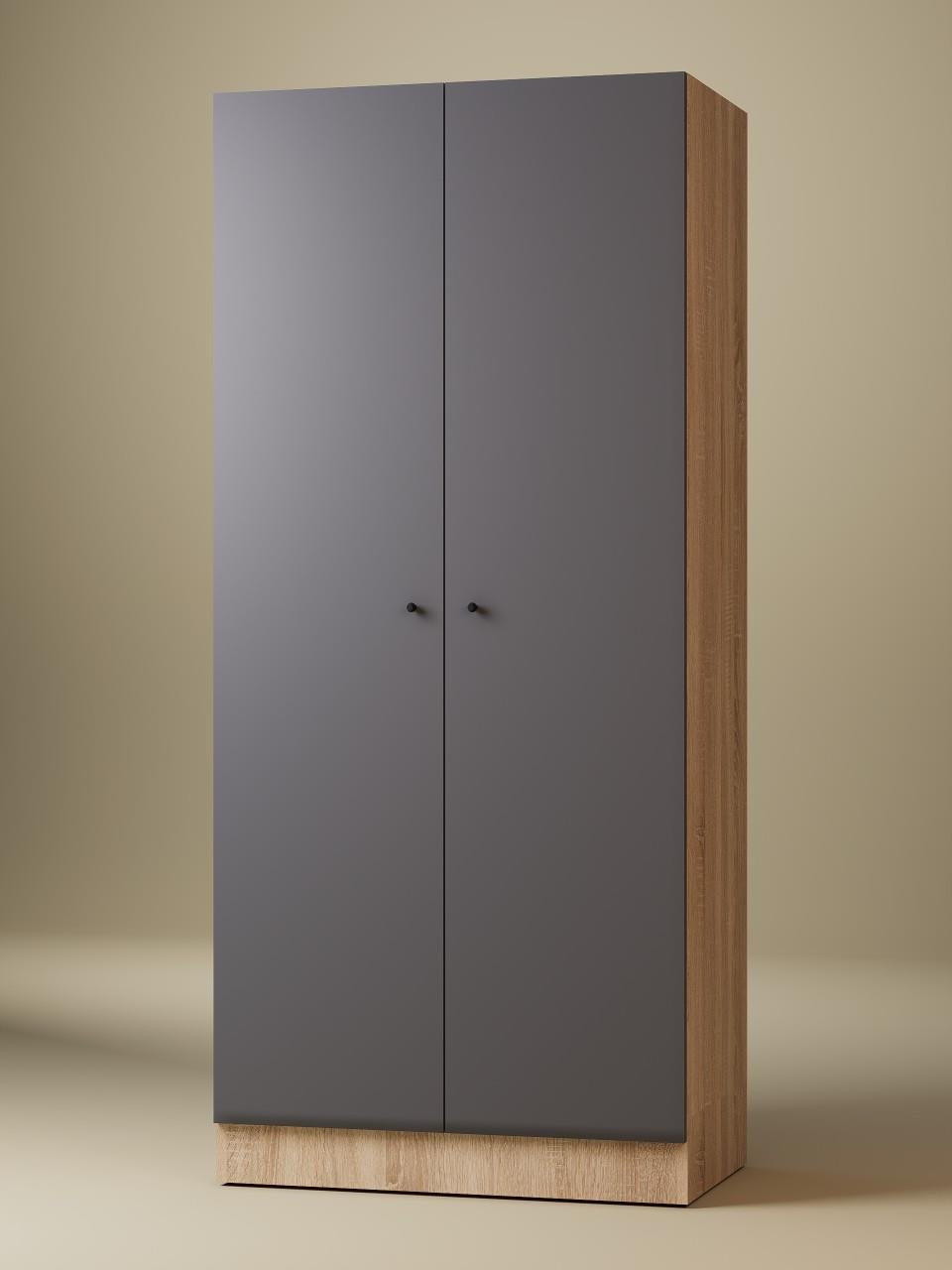 Detamob 2 Kapaklı Tek Kişilik Gardırop, %100 MDF Sonoma/Beyaz 