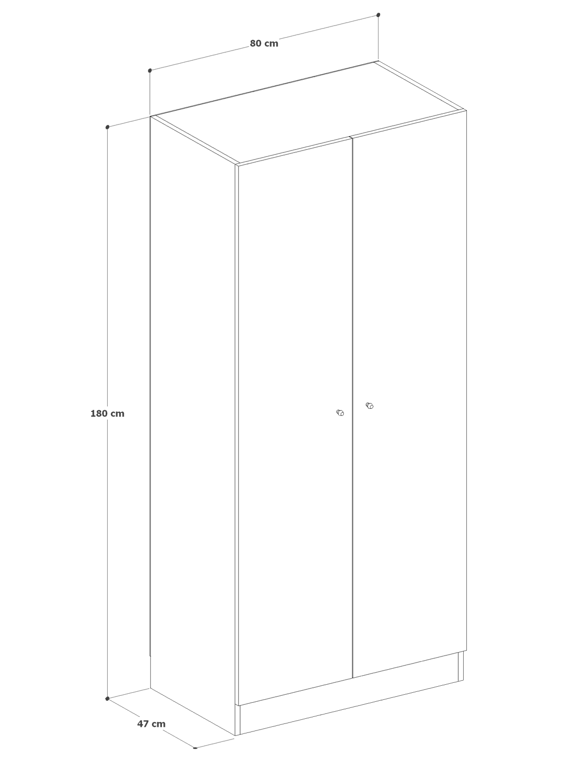 Detamob 2 Kapaklı Tek Kişilik Gardırop, %100 MDF Sonoma/Beyaz 