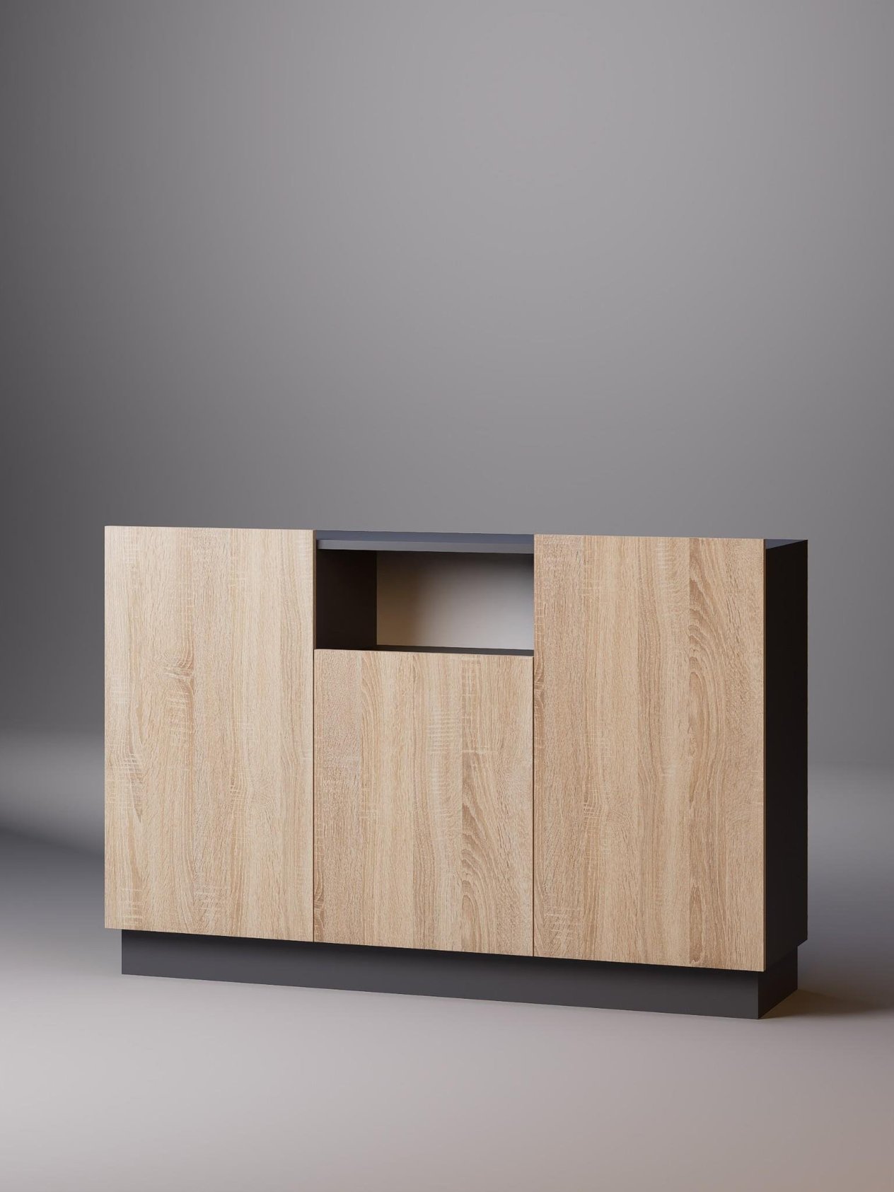 Lora Konsol, %100 MDF, 140cm Beyaz/Sonoma & Karbon Gri/Sonoma