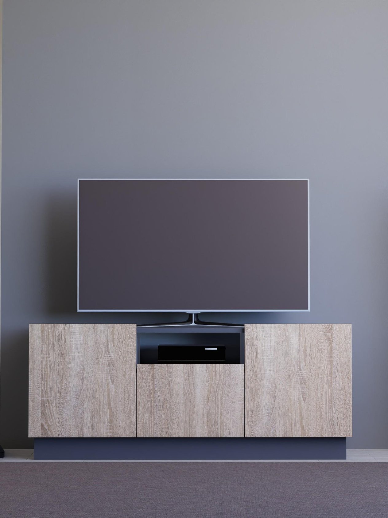 Lora Tv Ünitesi, Tv Sehpası, %100 MDF Beyaz/Sonoma & Karbon Gri/Sonoma