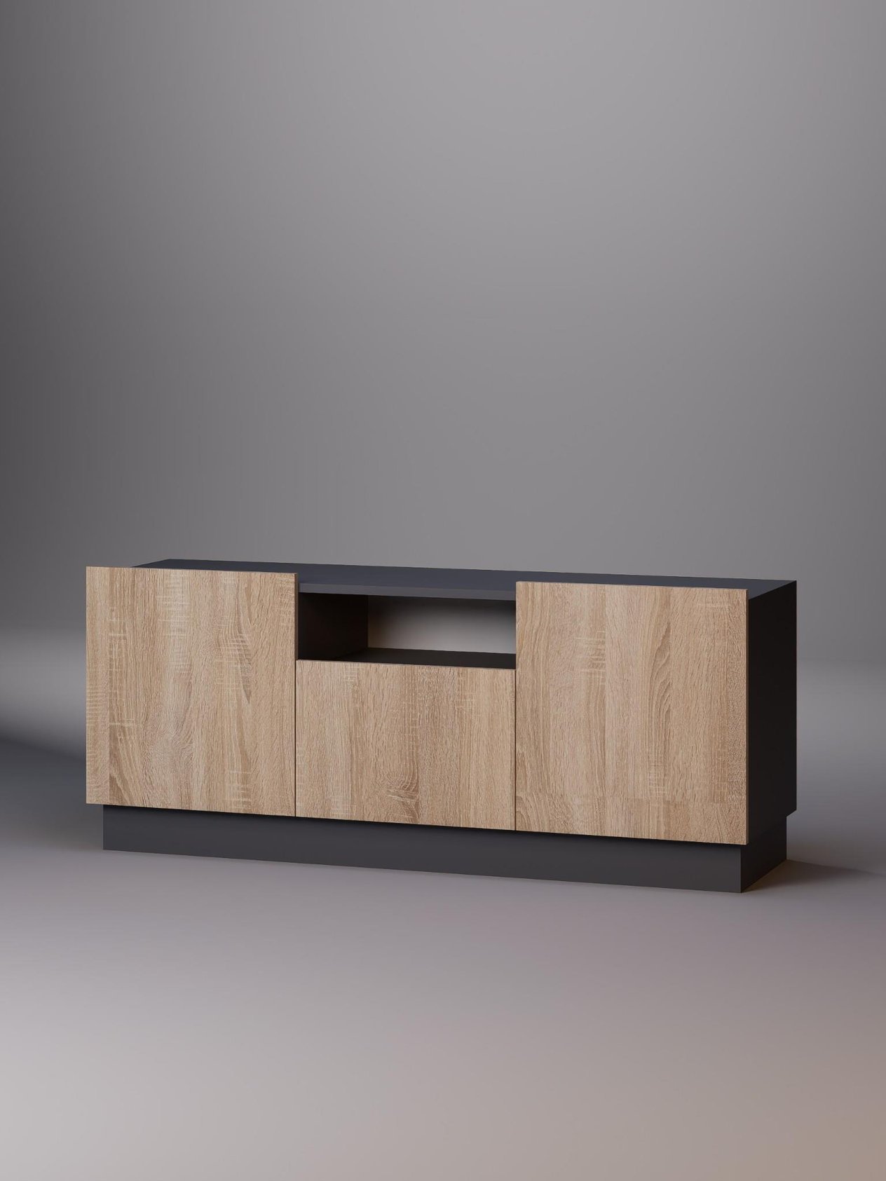 Lora Tv Ünitesi, Tv Sehpası, %100 MDF Beyaz/Sonoma & Karbon Gri/Sonoma