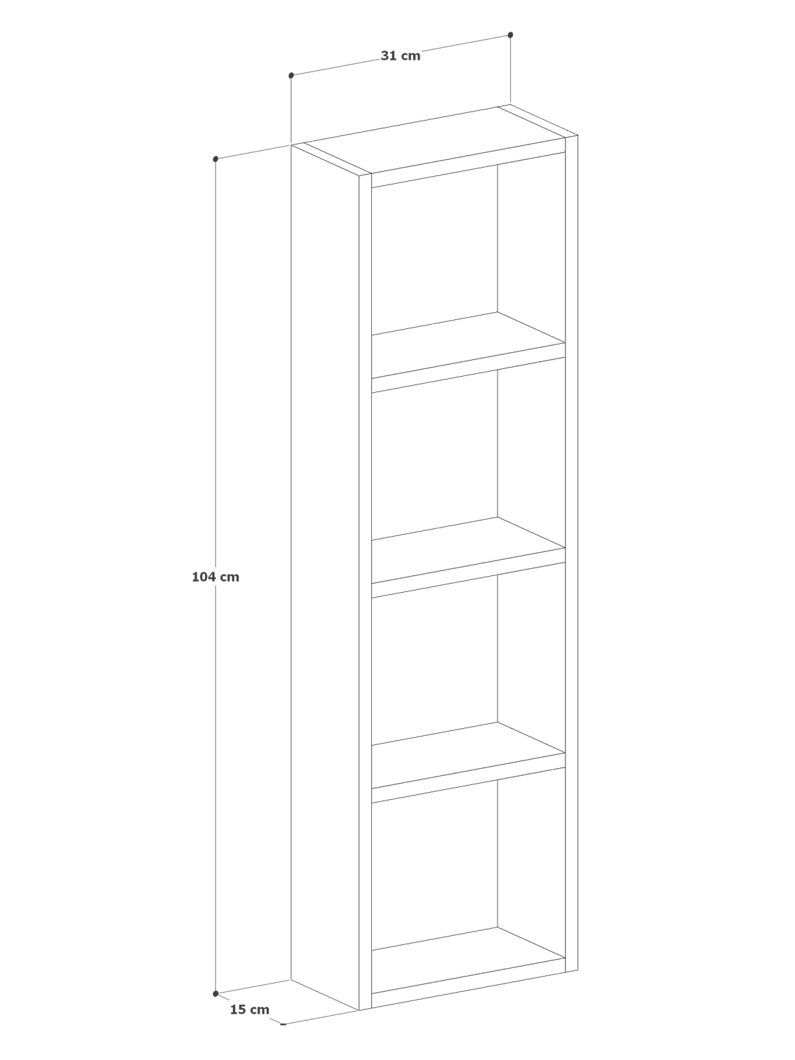 Raflı Dekoratif Kitaplık, Geniş Kitaplık, Ofis Kitaplığı, Duvar Rafı %100MDF 104x31cm