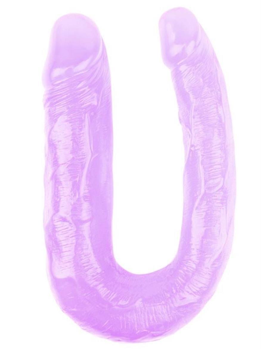 TASARIM DİLDOLARLuxerosshopTASARIM DİLDOLARCensanyeniC-CH7306.Luxerosshop Hi-Rubber Şeffaf Jel Çift Taraflı Eğik Dildo - 17cm Mor