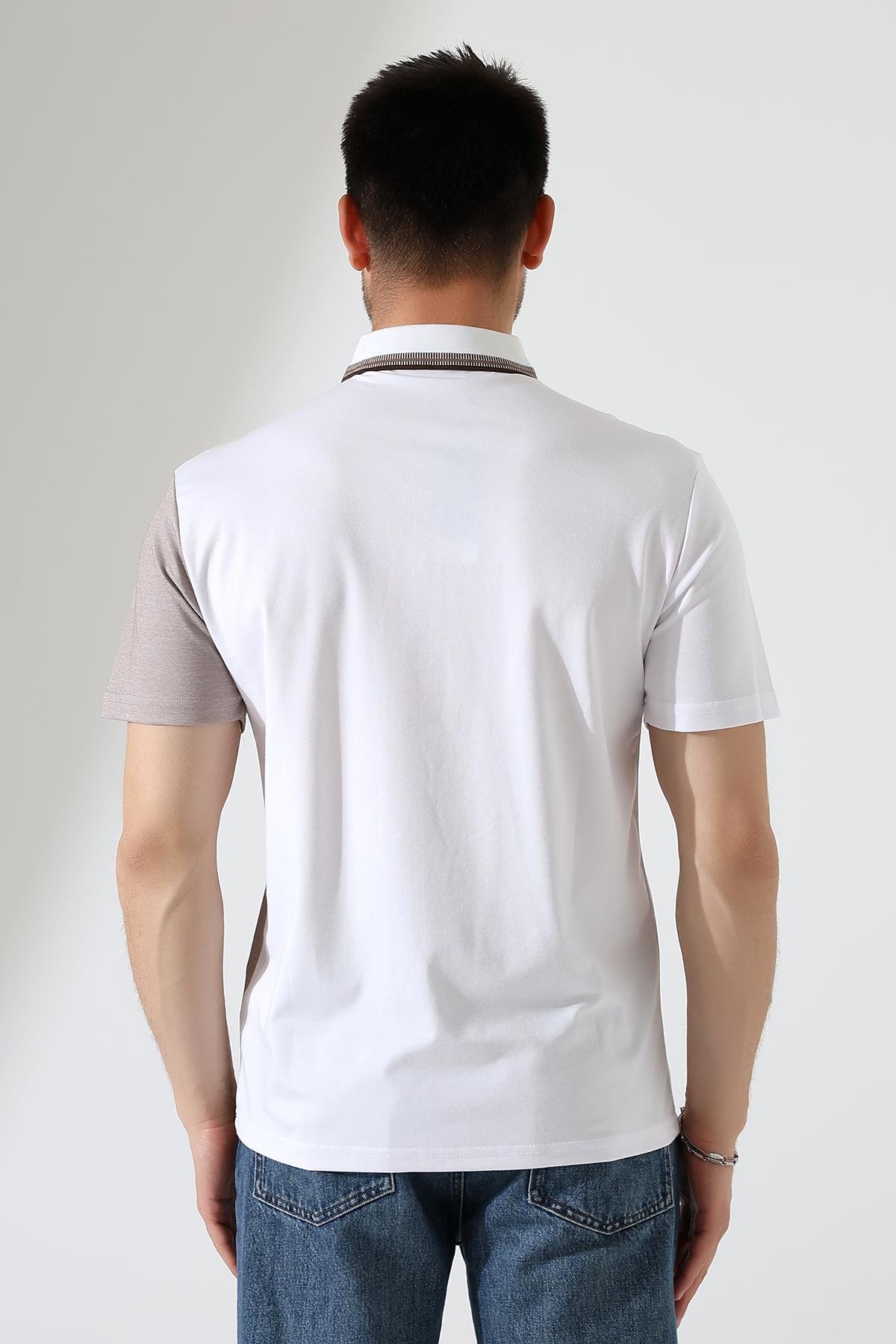 Erkek Çizgili Şerit Detaylı Pamuklu Polo Yaka T-shirt