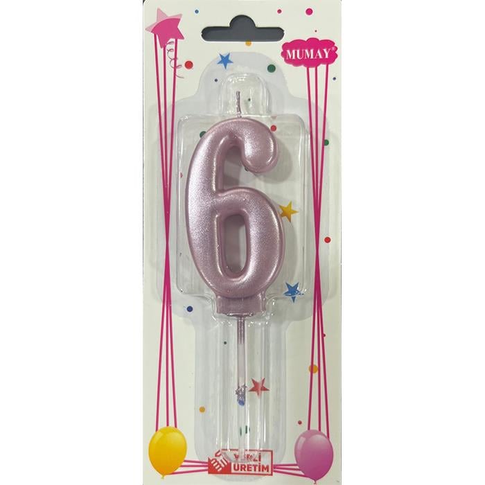 Mum Ve Meşale6 Rakamı Rose Mum 10'lu