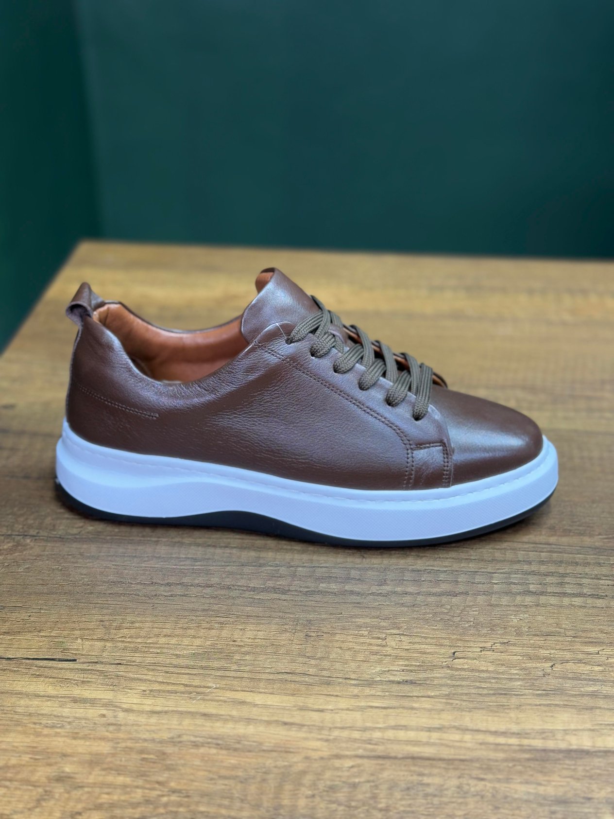 Hakiki Deri Ayakkabı Erkek Sneaker Kahve