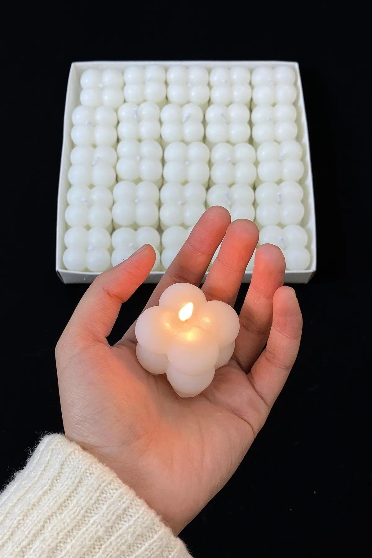 25 Lİ PAKET BUBBLE MUM BEYAZ