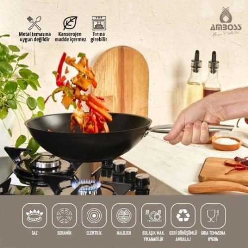 Amboss Dark Granite Wok Pan 28 cm