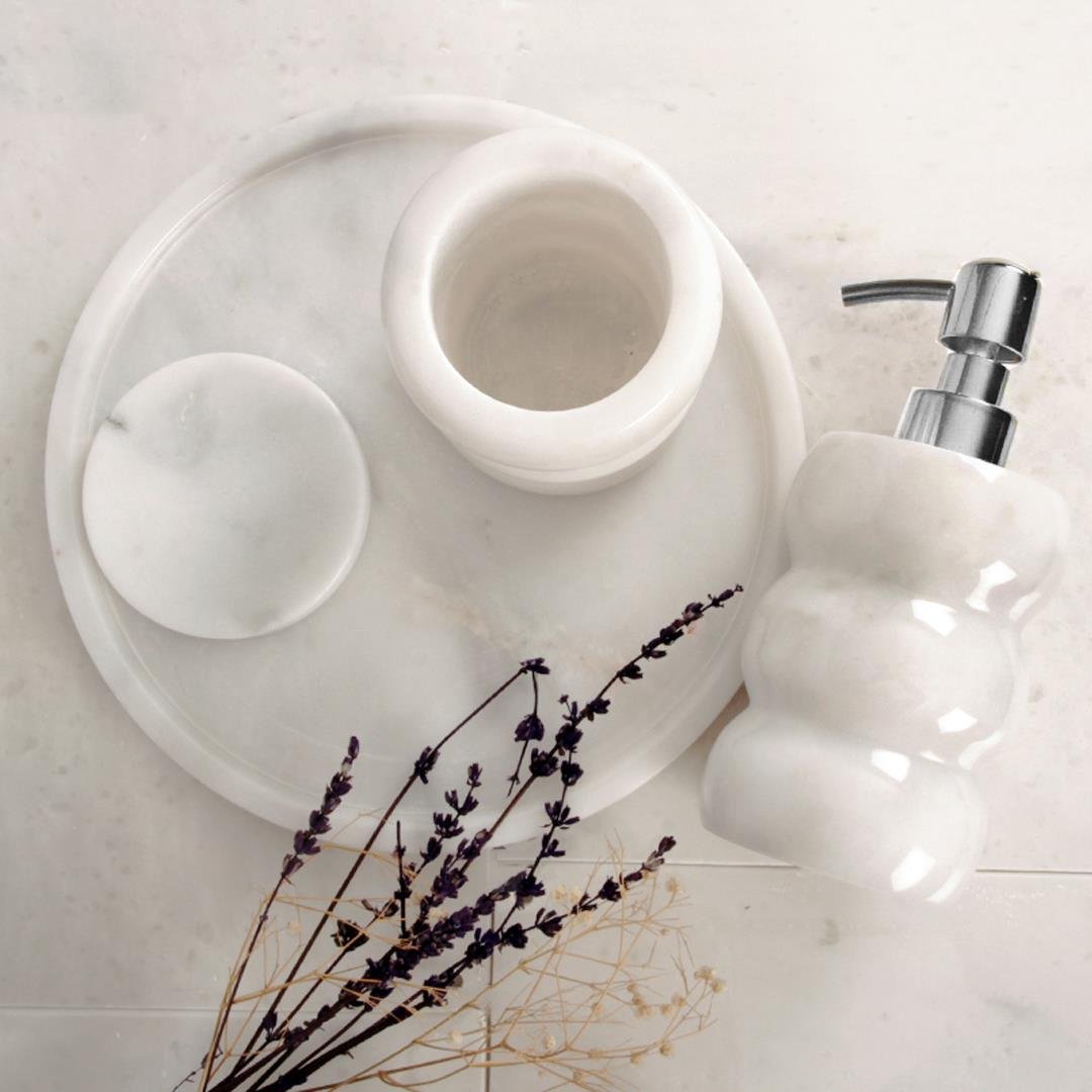 Mermer Banyo SetiArch Yuvarlak 4 Parça Banyo Seti - Silver