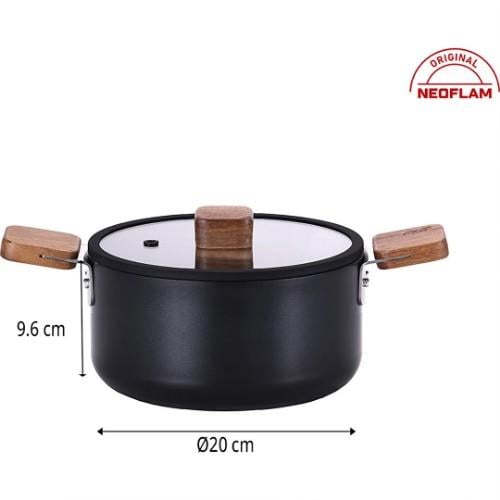 Bien Cam Kapaklı Döküm Tencere 20cm - Siyah