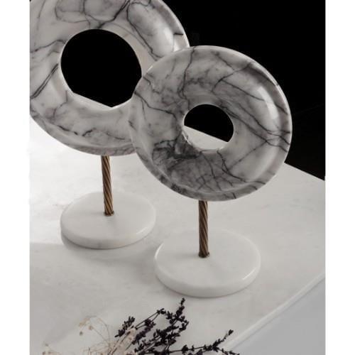 Bright White Marble 2 Piece Circle Decor - Tumbled