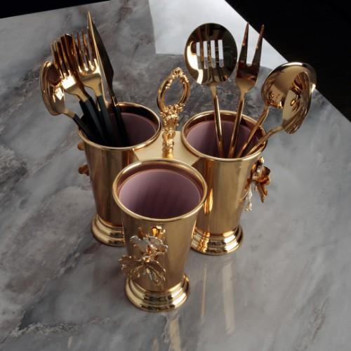 Kelebek 3-Compartment Upright Cutlery - Gold
