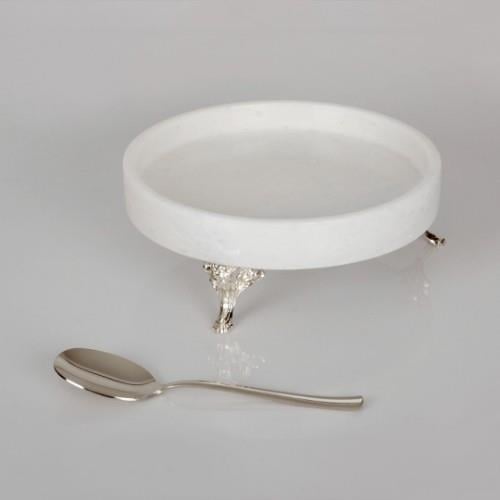 Leon Beyaz Mermer Sunumluk Orta Boy - Silver