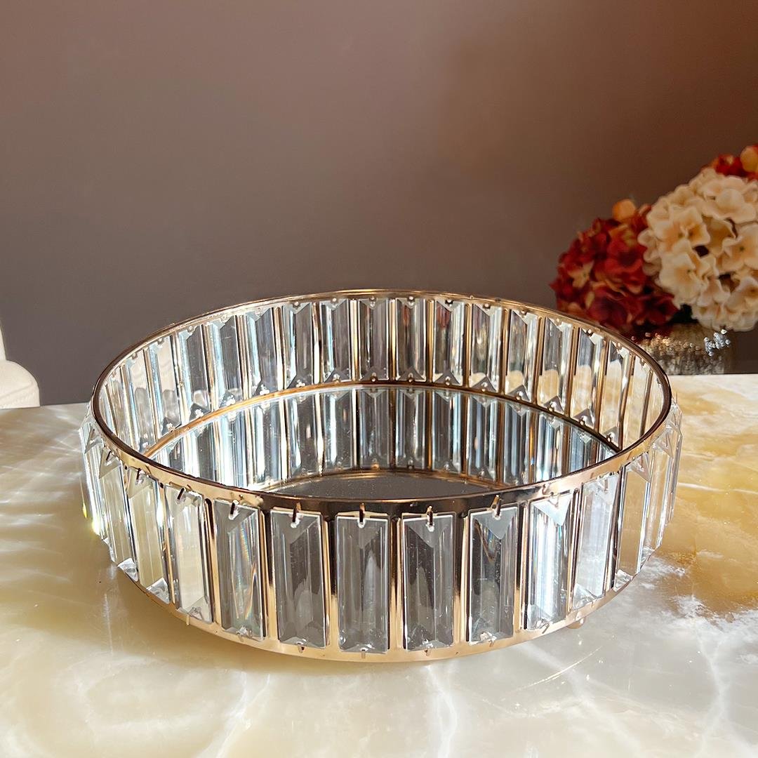 Longer Mirrored Tray 30 cm - Gold
