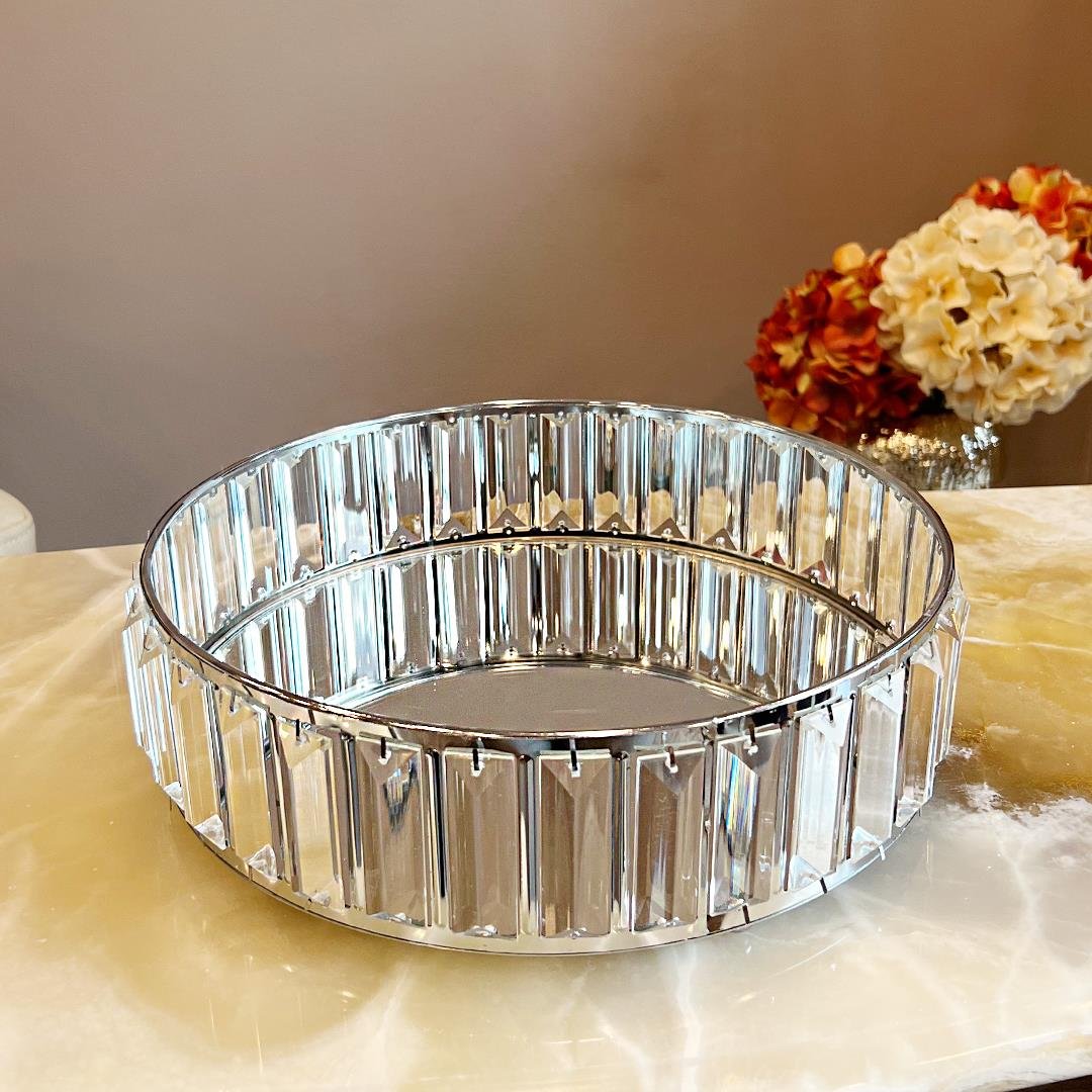 Longer Mirrored Tray 30 cm - Silver