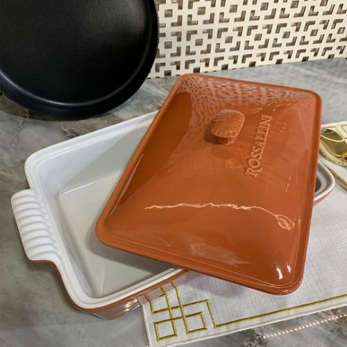 Rossallini Life Dikdörtgen Kapaklı Fırın Kabı 38x23 cm - Kiremit