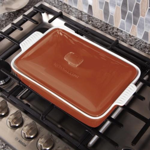 Rossallini Life Dikdörtgen Kapaklı Fırın Kabı 38x23 cm - Kiremit