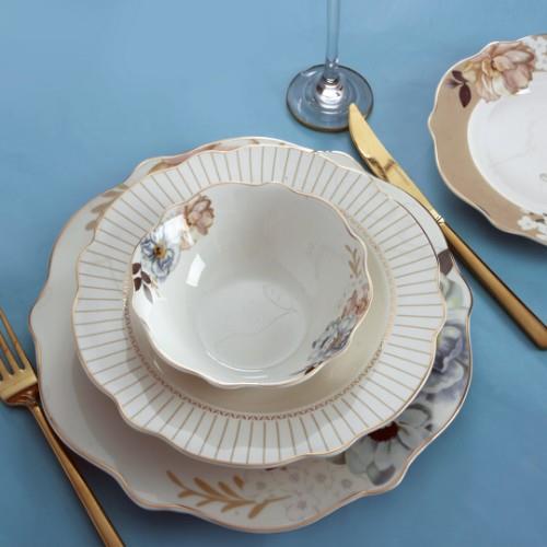 Royking Chocolate Rose Bone Porcelain 24 Piece Dinner Set for 6 People