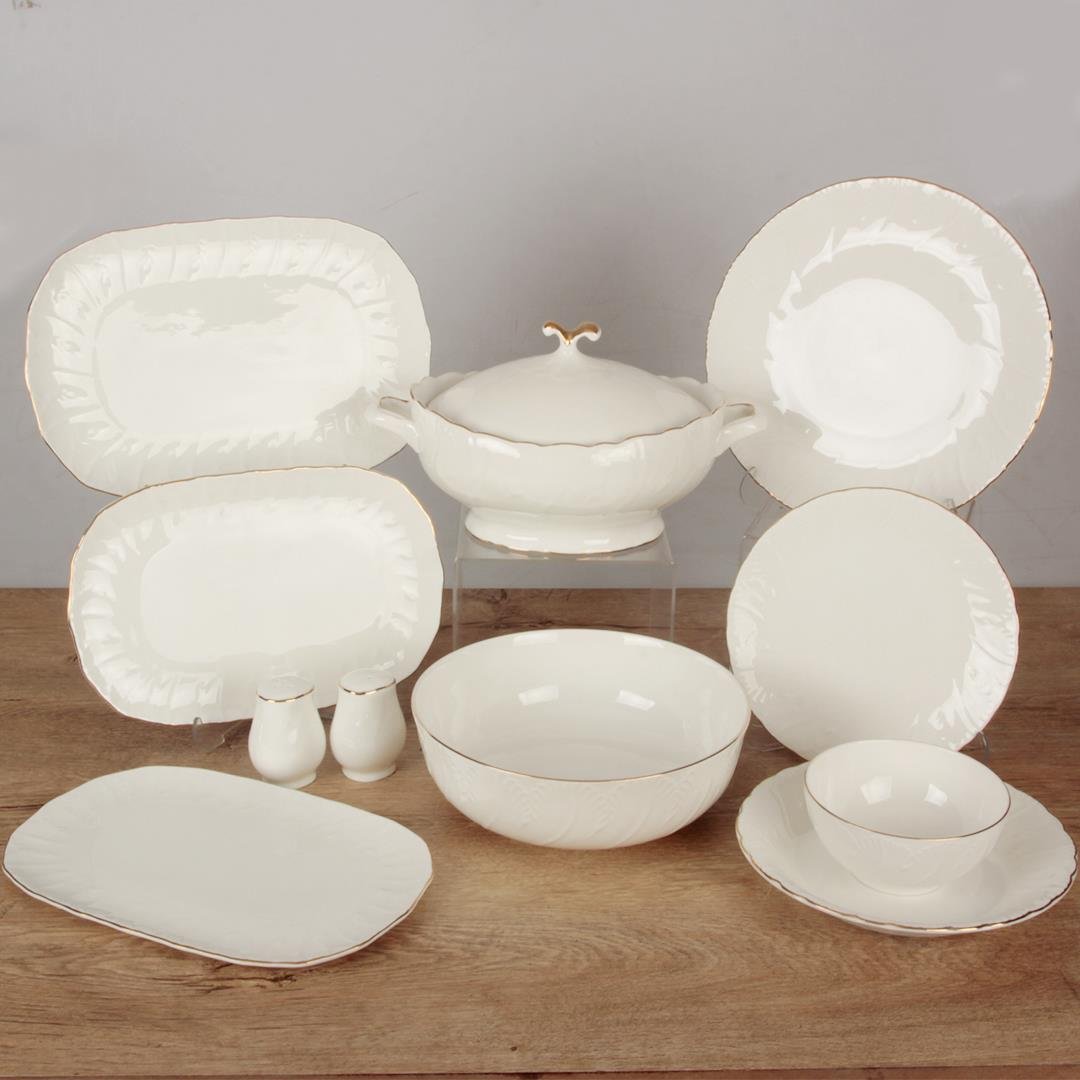 Dinner Set for 12Royking Gold Bone Porcelain 58 Piece Dinner Set for 12 People