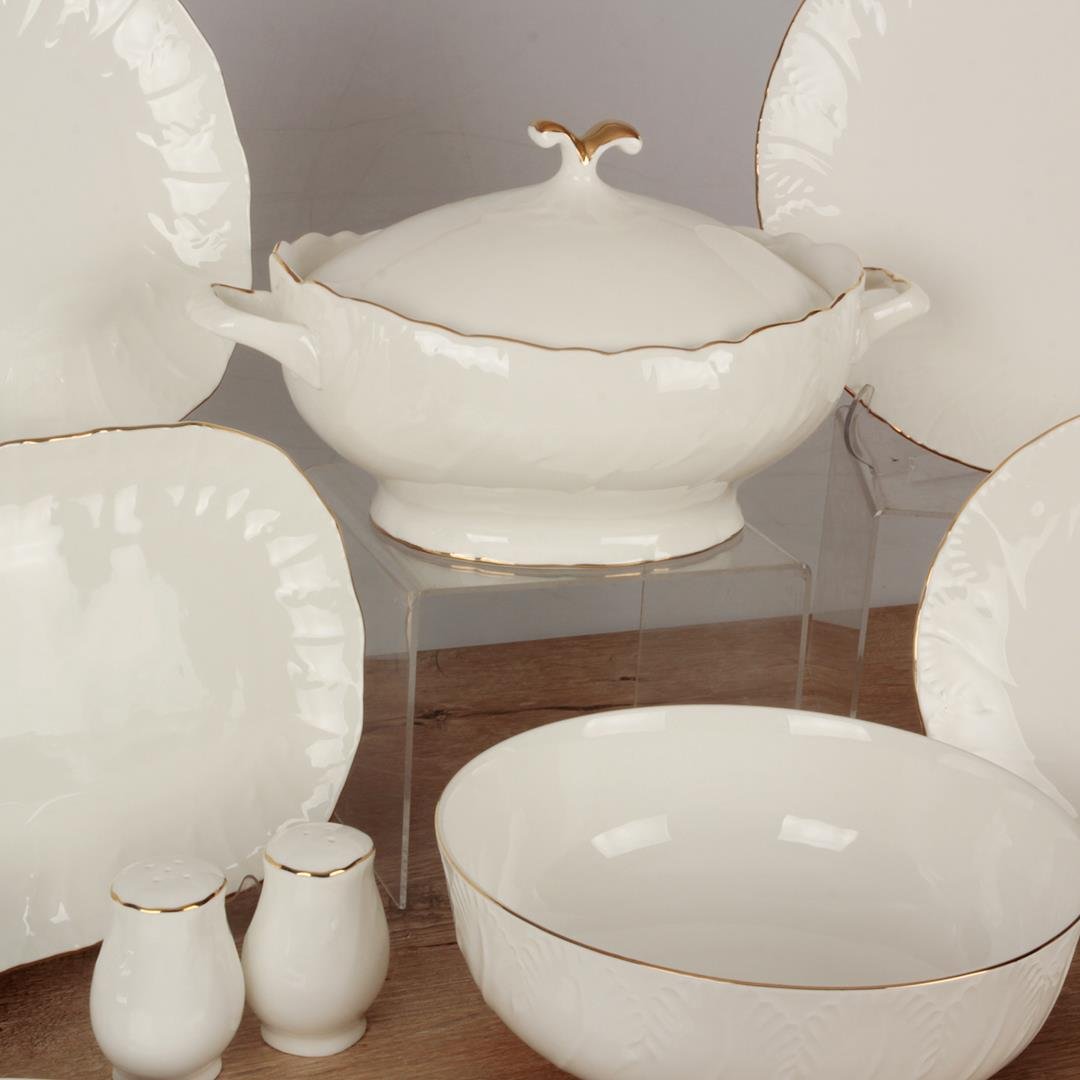 Dinner Set for 12Royking Gold Bone Porcelain 58 Piece Dinner Set for 12 People