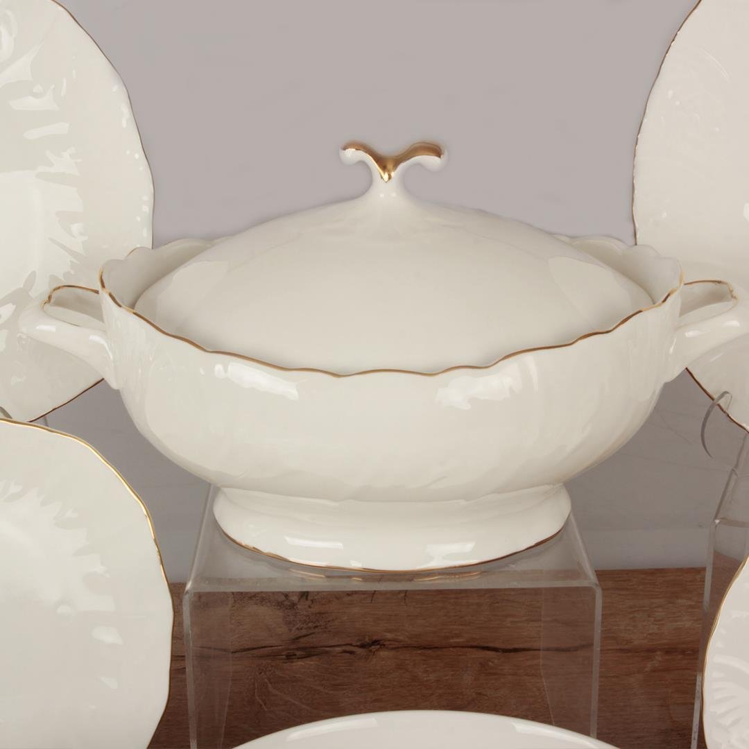 Dinner Set for 12Royking Gold Bone Porcelain 58 Piece Dinner Set for 12 People