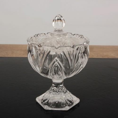 Ruly Crystal Glass Footed Sugar Bowl - Small Size