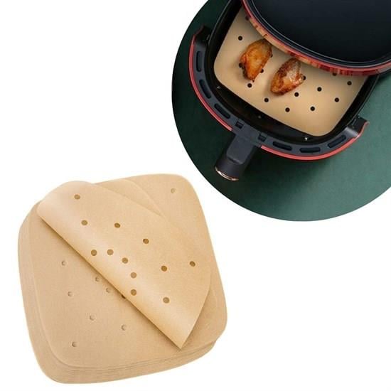 100 Adet Air Fryer Pişirme Kağıdı Tek Kullanımlık Hava Fritöz Yapışmaz Yağlı Kağıt Delikli  Model (5110)