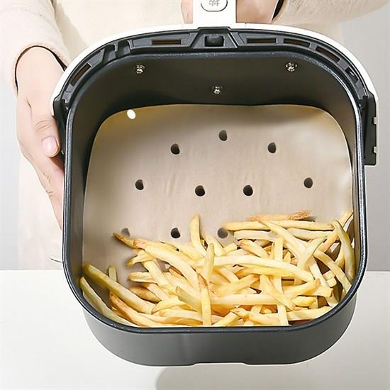 100 Adet Air Fryer Pişirme Kağıdı Tek Kullanımlık Hava Fritöz Yapışmaz Yağlı Kağıt Delikli  Model (5110)