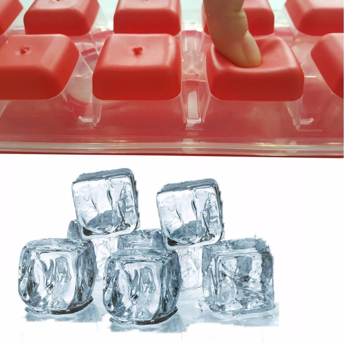 12li Kapaklı Yapışmaz Silikon Tabanlı Plastik Küp Buz Kalıbı (5110)