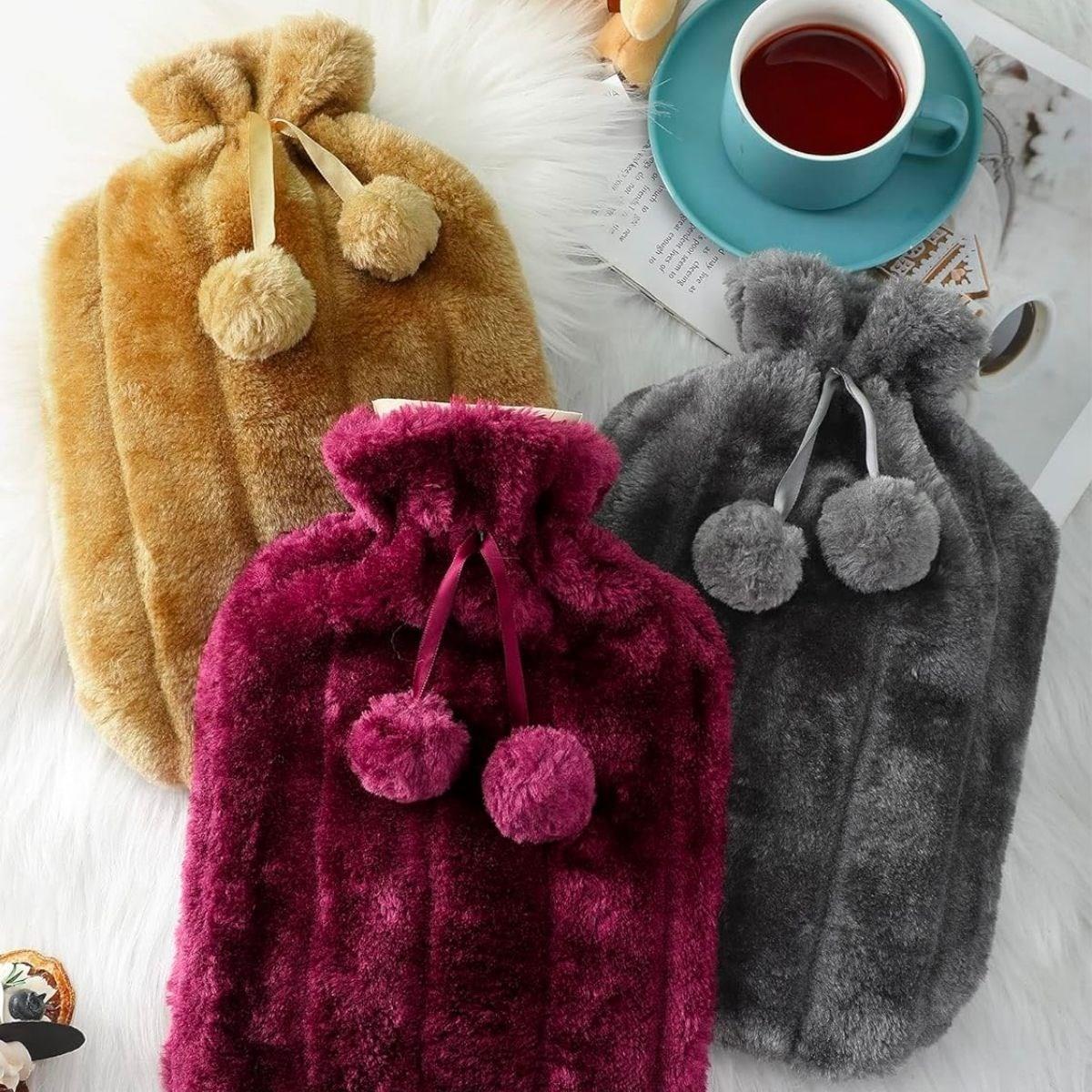 2 Litre Ponponlu Peluş Sıcak Su Torbası 1.Sınıf Kauçuk Malzeme (5110)