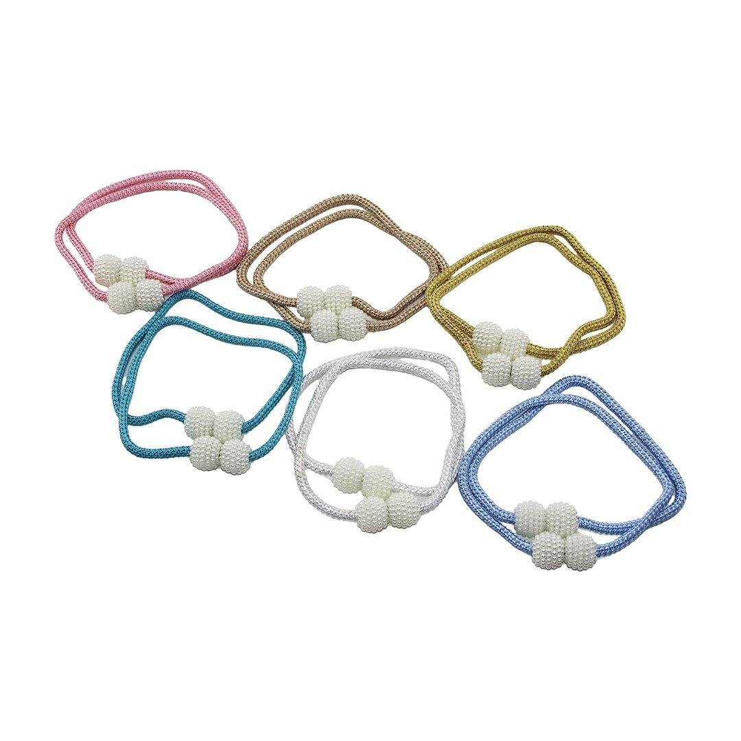 2PCS   BONCUK TOPLU - MIKNATISLI  RENKLİ PERDE İPİ (5110)