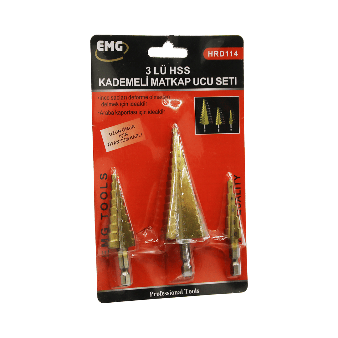 3 PARÇA  HSS KADEMELİ MATKAP UCU SET (5110)