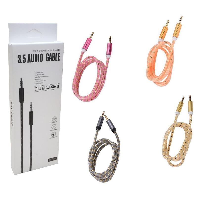 3.5 MM ERKEK/ERKEK RENKLİ STEREO AUX ÖRGÜLÜ KABLO 1 METRE KUTULU (5110)