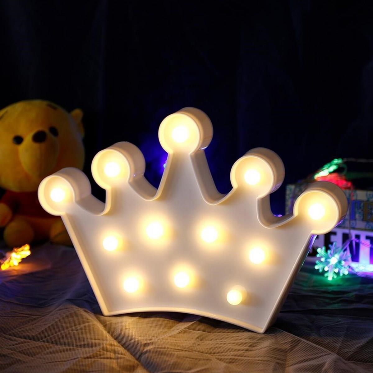 3D Dekoratif Pilli Kraliçe Tacı Model Led Masa ve Gece Lambası (5110)