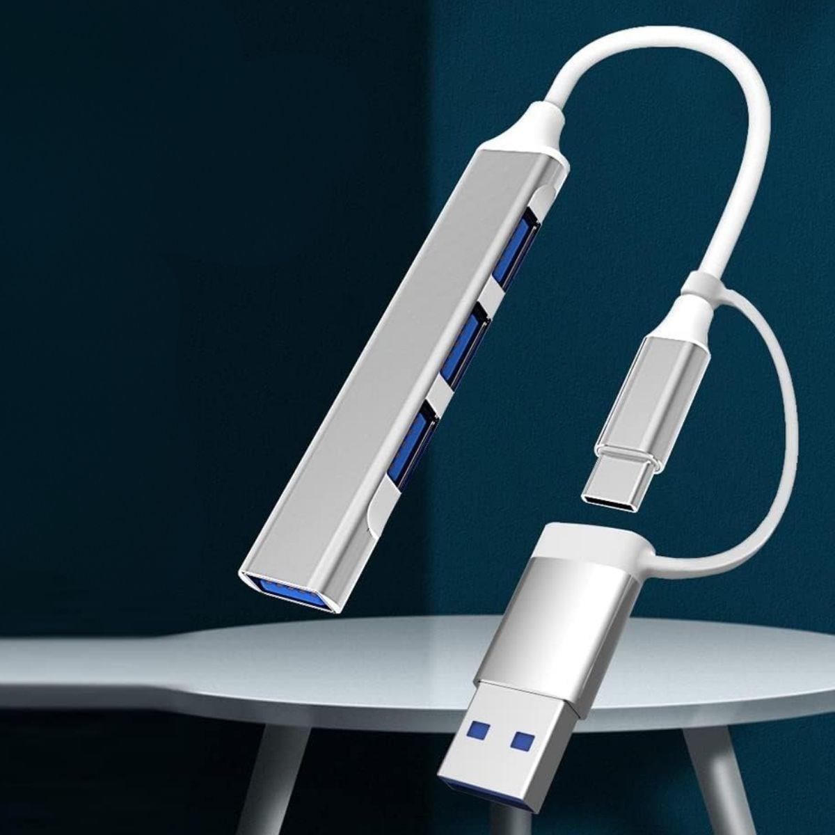4 Port'lu Bağlantı İstasyonu Ultra İnce USB Bölücü TYPE-C tipi Çoklu Arayüz Adaptörü Multi Usb Çoklayıcı (5110)