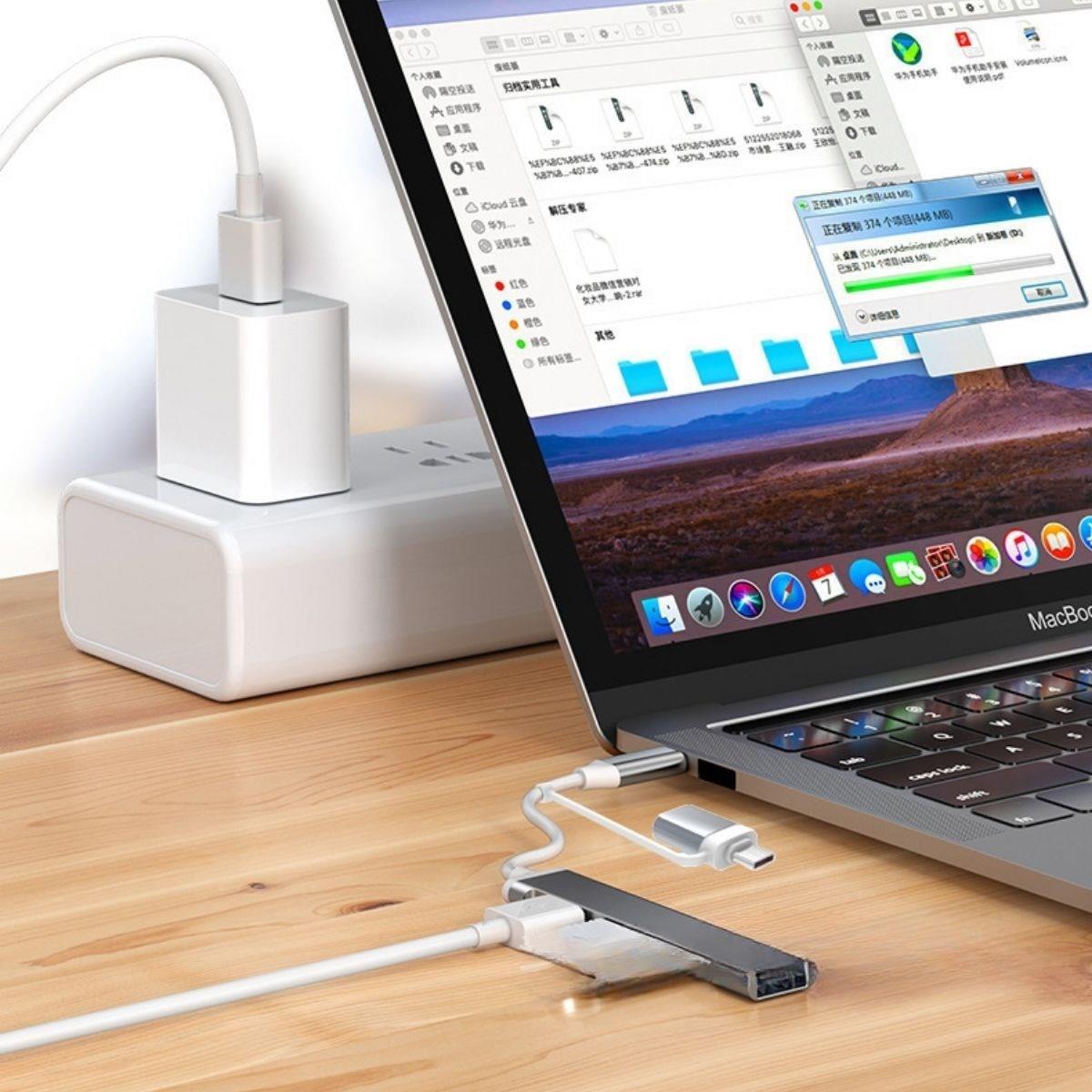 4 Port'lu Bağlantı İstasyonu Ultra İnce USB Bölücü TYPE-C tipi Çoklu Arayüz Adaptörü Multi Usb Çoklayıcı (5110)