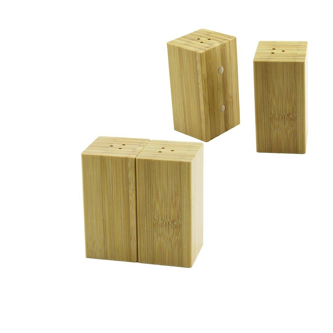 4.5X5CM--Y:9CM   2PCS   MIKNATISLI İKİZ   AHŞAP BAMBU  BAHARATLIK - TUZLUK (5110)