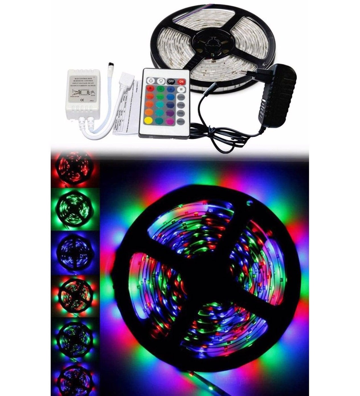 5 Metre Rgb Şerit Led Seti-İç ve Dış Mekan Silikonlu-Tak Çalıştır (5110)