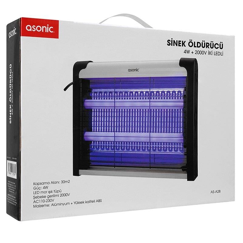 ASONİC AS-A28 SİYAH 4W+ 2000 VOLT İKİ LEDLİ SİNEK ÖLDÜRÜCÜ (5110)