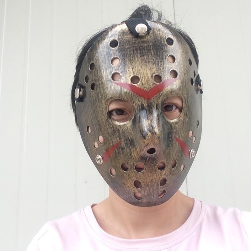 Bakır Renk Kırmızı Çizgili Tam Yüz Hokey Jason Maskesi Hannibal Maskesi (5110)