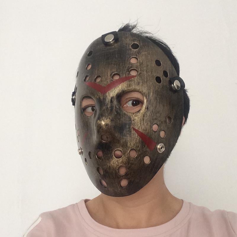Bakır Renk Kırmızı Çizgili Tam Yüz Hokey Jason Maskesi Hannibal Maskesi (5110)
