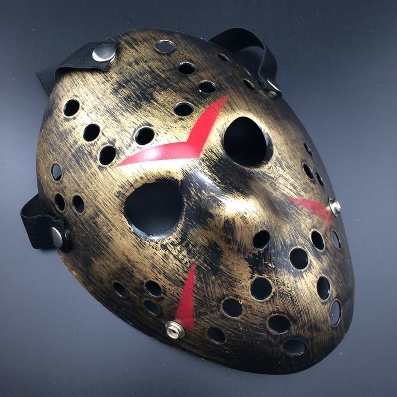 Bakır Renk Kırmızı Çizgili Tam Yüz Hokey Jason Maskesi Hannibal Maskesi (5110)
