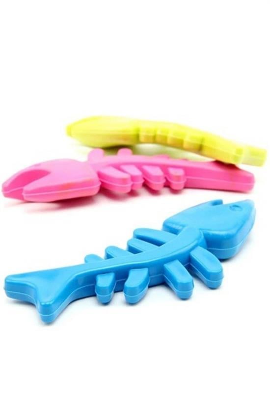 Balık Kemiği İskelet Şekilli Renkli Plastik Kedi Oyuncağı (5110)