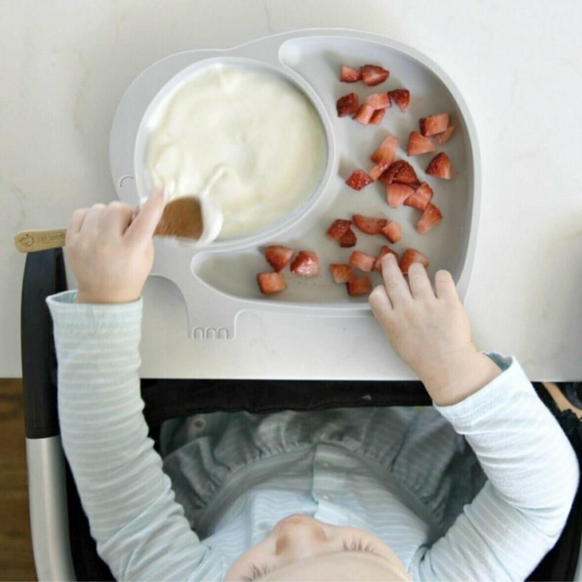 Bebek ve Çocuk için Sevimli Fil Model Desenli Yemek Bebek Mama Kabı Bölmeli Tabak (5110)