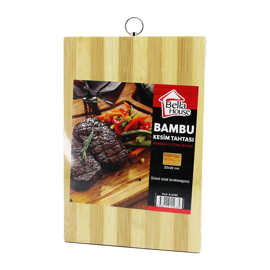 BEYAZ ÇİZGİLİ BAMBU KESİM PANO METAL KULPLU 22X32CM (5110)
