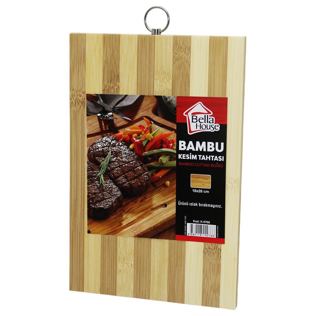 BEYAZ ÇİZGİLİ BAMBU KESİM PANO METAL KULPLU 18X28CM (5110)